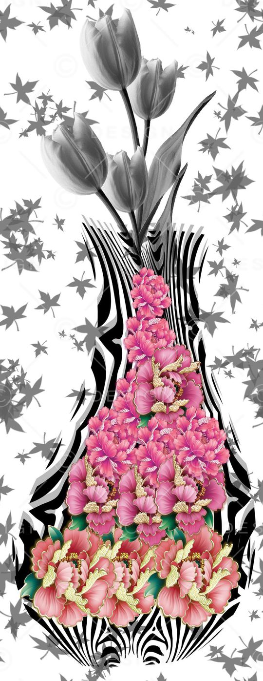 艺术美感花瓶印花华亿平台图片