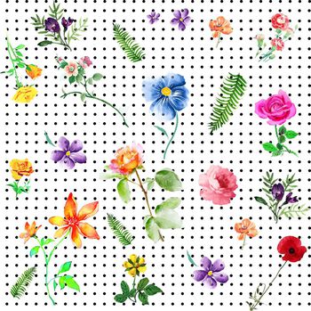 408463-圆点水彩乱花组合