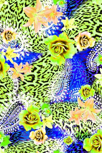 408519-佩斯利豹纹花卉