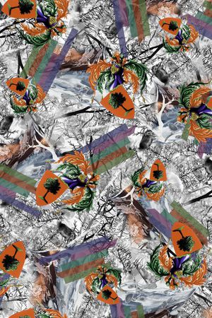 抽象图案印花华亿平台图片