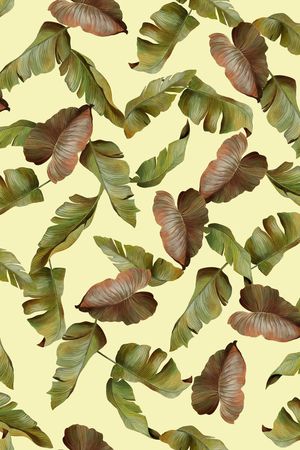 热带植物印花华亿平台图片