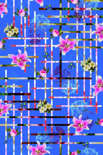 408845-条纹 格子 花卉 