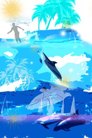 热带风情印花华亿平台图片