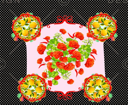 橙与花印花华亿平台图片