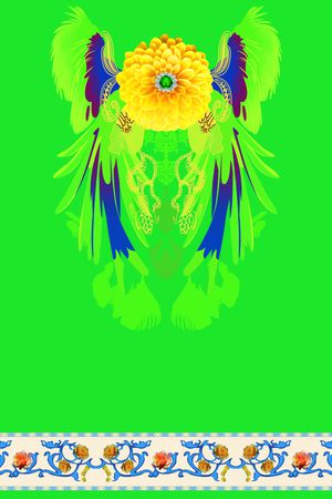 花翅膀印花华亿平台图片