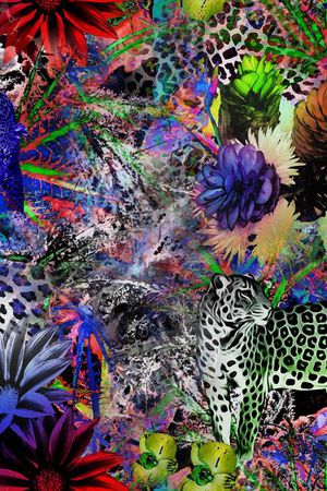 梦幻 野兽 豹 数码印花华亿平台图片