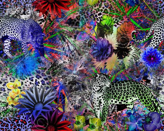 梦幻 野兽 豹 数码印花华亿平台图片