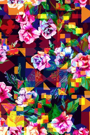 几何 数码印花华亿平台图片