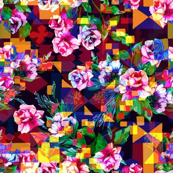 409221-几何纹叠加渐隐花卉