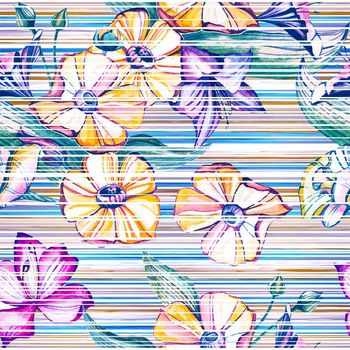 409233-条纹切割手绘花朵