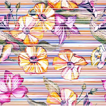 409234-条纹切割手绘花朵