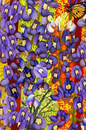 蝴蝶 油画印花华亿平台图片