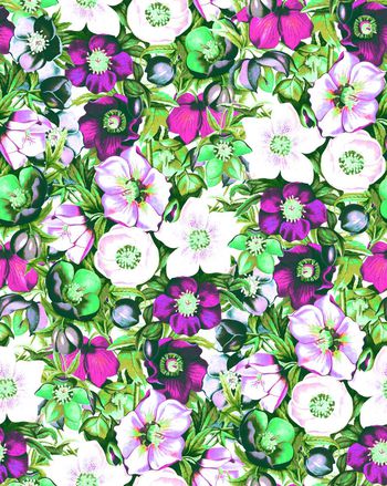 409308-迷幻色调花丛