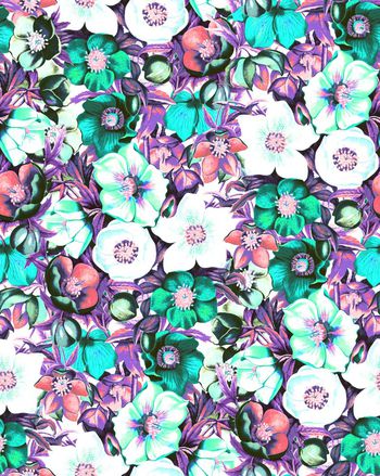 409309-迷幻色调花丛