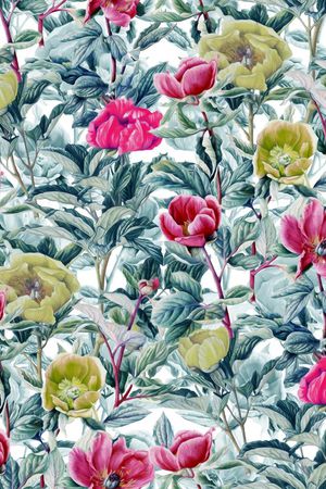 牡丹花印花华亿平台图片