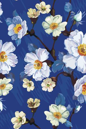 白色花印花华亿平台图片