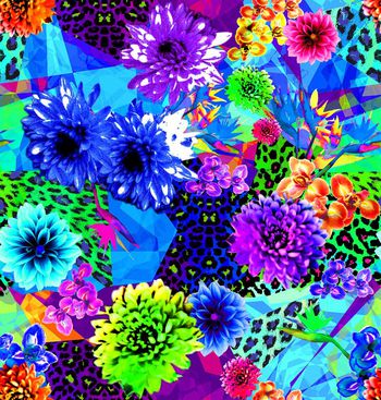 409573-玻璃碎片豹纹花朵