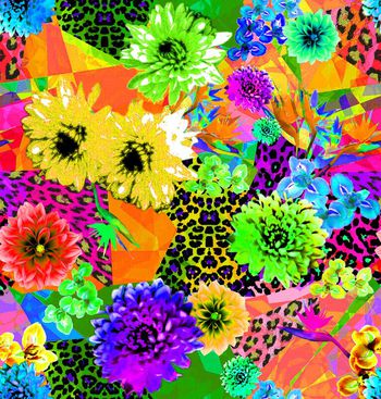 409574-玻璃碎片豹纹花朵