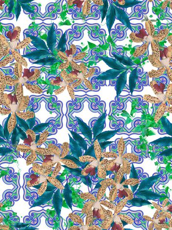 409633-民族拼接 花卉 叶子 服装