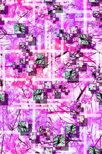 409760-抽象几何拼接贴图 服装 树木樱花 