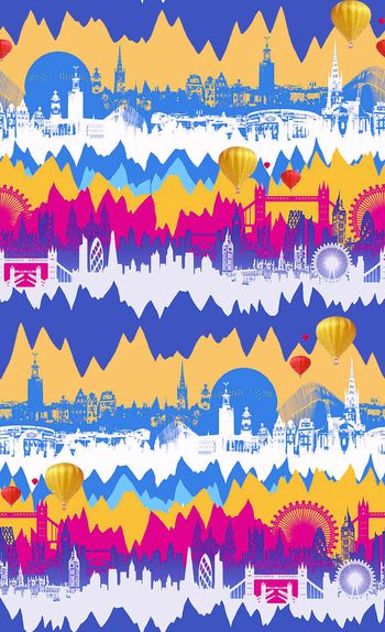 409854-伦敦彩色简约城市剪影纹