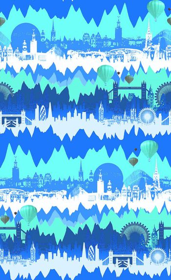409855-伦敦彩色简约城市剪影纹