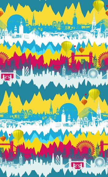 409856-伦敦彩色简约城市剪影纹