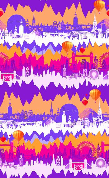 409857-伦敦彩色简约城市剪影纹