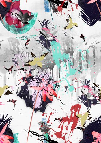 409866-中国风水墨花卉鸟笔触行云流水女装连