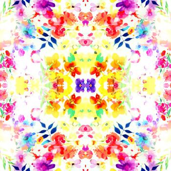 409907-淡雅绽放镜像水彩花朵