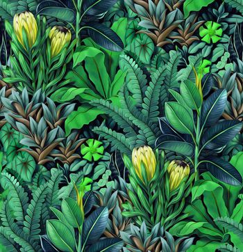 409955-油画热带丛林景色