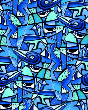 409977-油画空间抽象五官