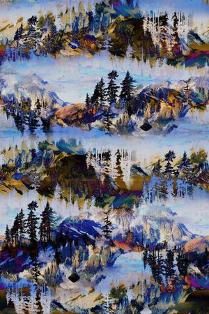 抽象花纹 山水画印花华亿平台图片