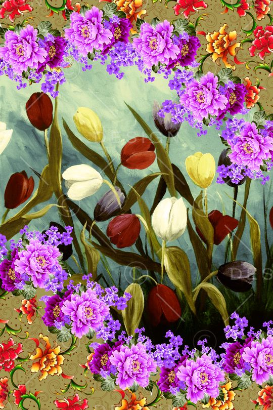 山水风情印花华亿平台图片