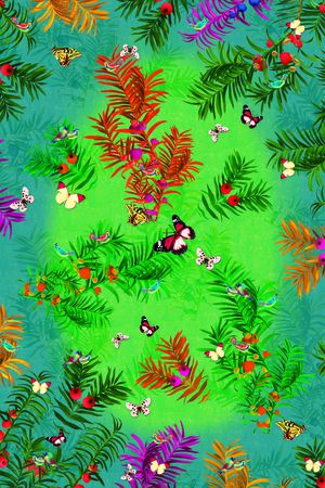 热带风情印花华亿平台图片