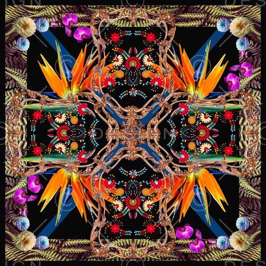 长方丝巾印花华亿平台图片