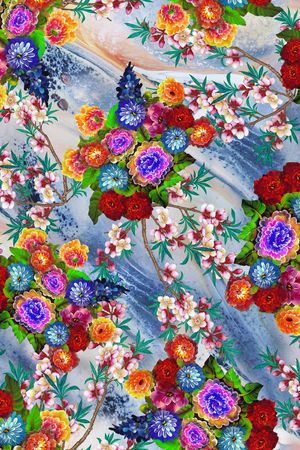 油画 花卉 小花印花华亿平台图片