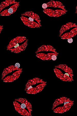 烈焰红唇印花华亿平台图片