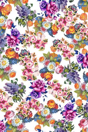 彩色 油画 立体 花卉组合印花华亿平台图片