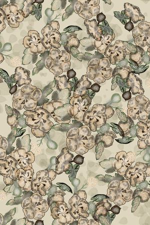 手绘日本花印花华亿平台图片