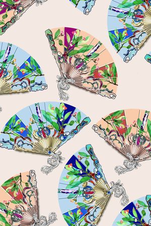 扇子印花华亿平台图片