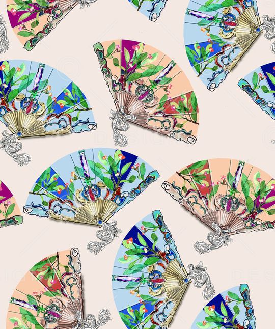 扇子印花华亿平台图片