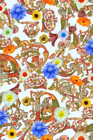 戏曲人物印花华亿平台图片