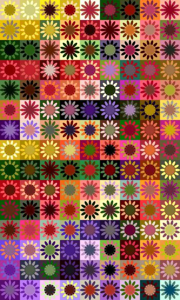 411561-几何太阳花雏菊格子花卉女装连衣裙家