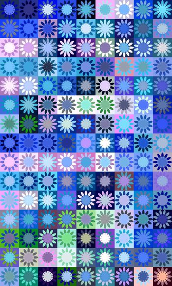 411562-几何太阳花雏菊格子花卉女装连衣裙家