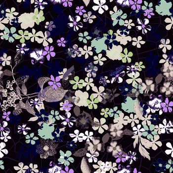 411642-清新花卉印花壁纸地毯服装华亿平台家纺花