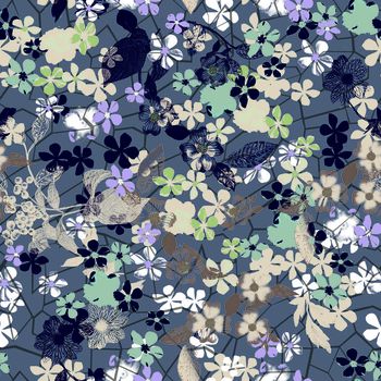 411643-清新花卉印花壁纸地毯服装华亿平台家纺花