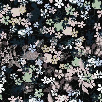 411644-清新花卉印花壁纸地毯服装华亿平台家纺花