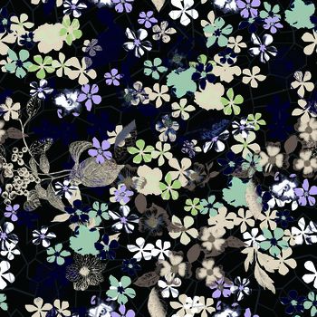 411645-清新花卉印花壁纸地毯服装华亿平台家纺花