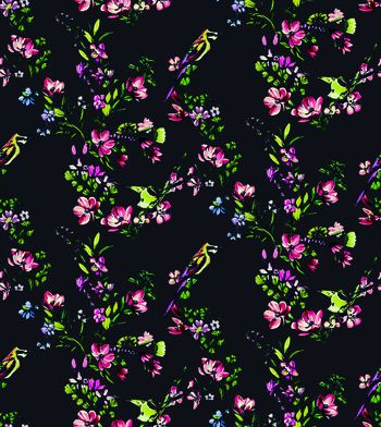 411652-小鸟花卉印花壁纸地毯服装华亿平台家纺花